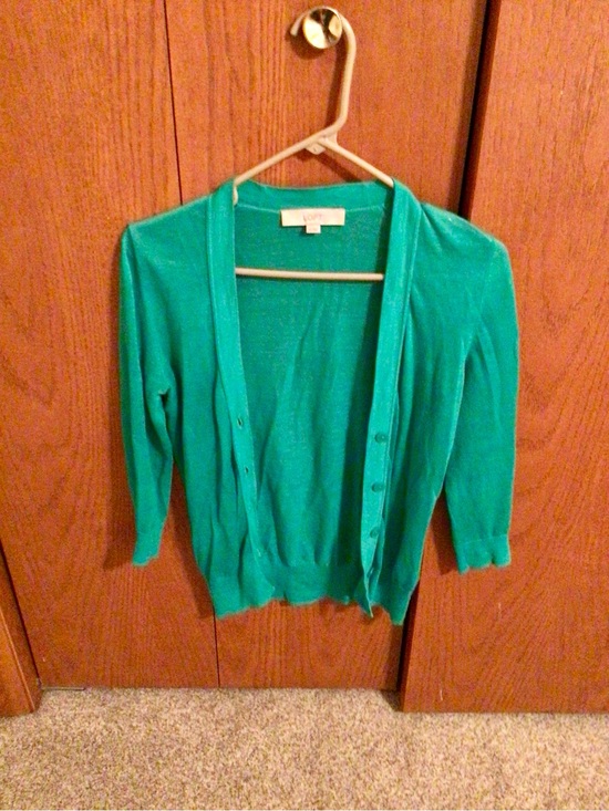 LOFT Sweaters - LOFT Teal Cardigan Open Front Button Detail